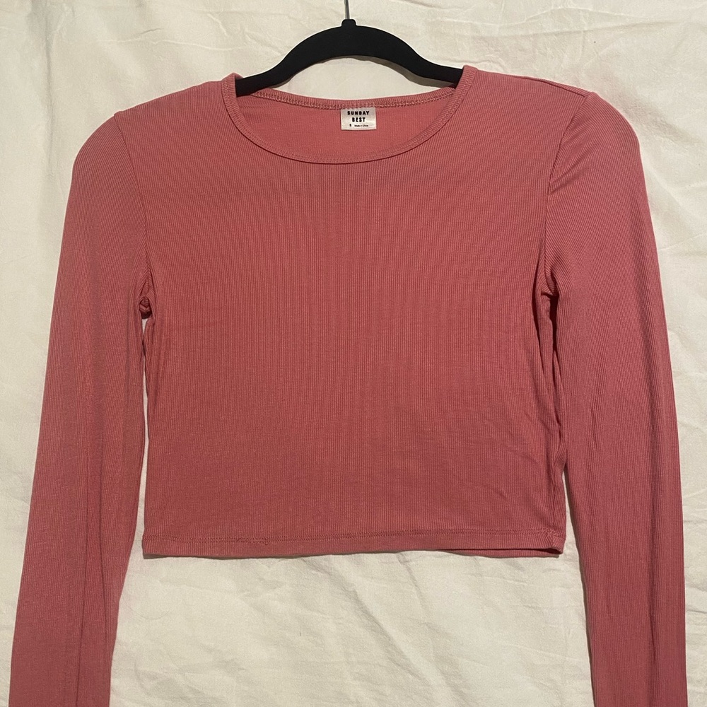 Sunday Best Dusty Rose Long Sleeve Crop Top